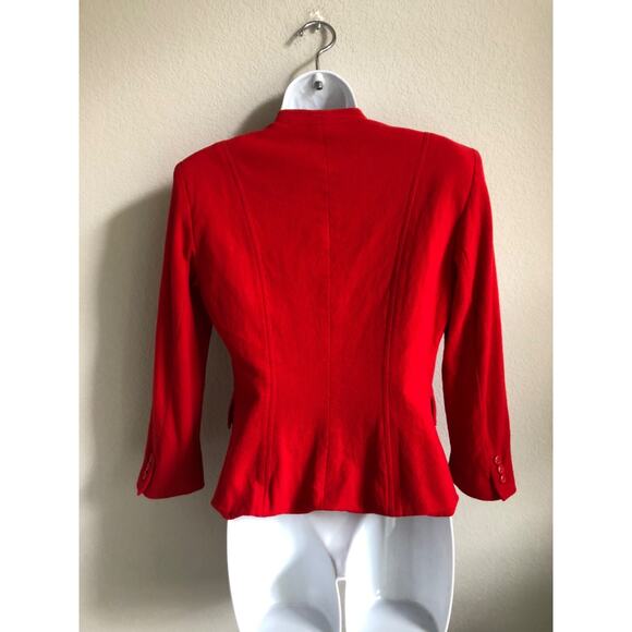 EUC Oscar De La Renta Jacket/Blazer Women's Red Button Down With Pockets Sz 4 - Picture 3 of 7